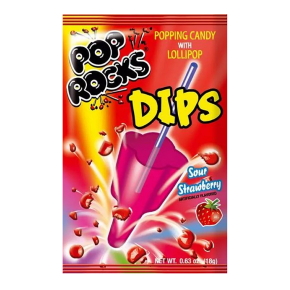 Americatessen Pop Rocks Dips Sour Strawberry. Case size 18 x 18g